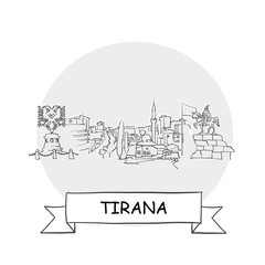 Tirana Cityscape Vector Sign