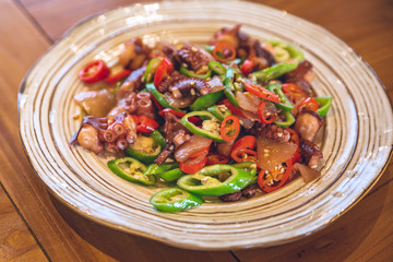 Traditional Chinese dish, fried Octopus feet
