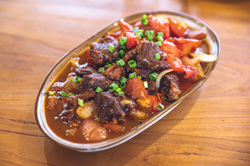 Traditional home-made, stir fried beef