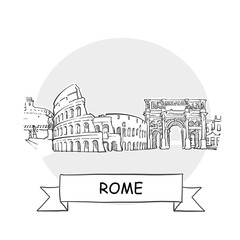 Rome Cityscape Vector Sign