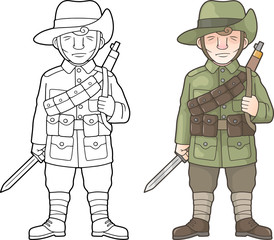 Australian army soldier during World War I coloring book