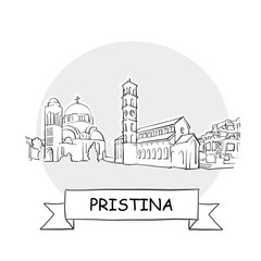 Pristina Cityscape Vector Sign