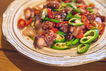 Traditional Chinese dish, fried Octopus feet