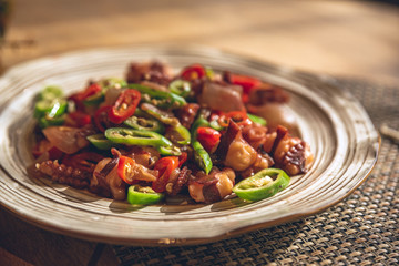 Traditional Chinese dish, fried Octopus feet