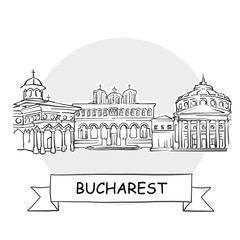 Bucharest Cityscape Vector Sign