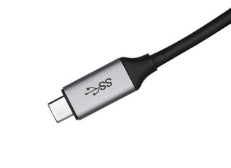 computer cable with Usb-c connector isolated