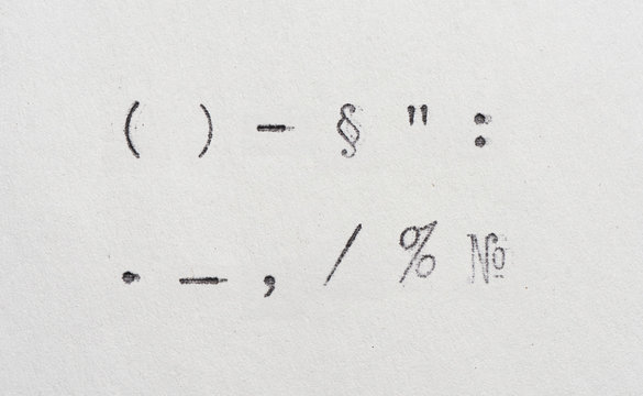 punctuation marks from typewriter. Vintage font