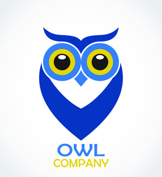 owl simple blue color logo desing