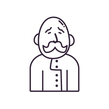 Isolated avatar man with mustache line style icon vector design