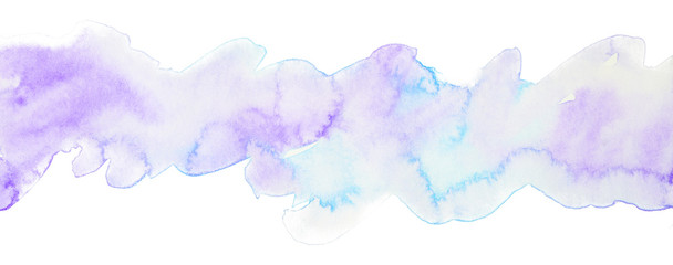Blue with purple light watercolor stripe bright grunge texture. on a white background.