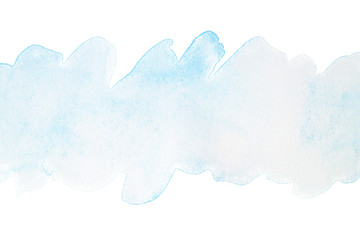 Blue watercolor texture Light blue transparent on white watercolor strip with texture background.....