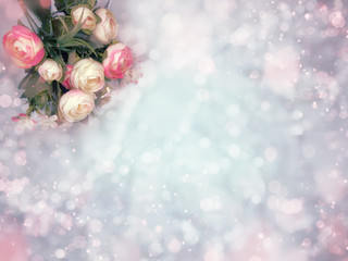 spring background of flowering peonies and leaves