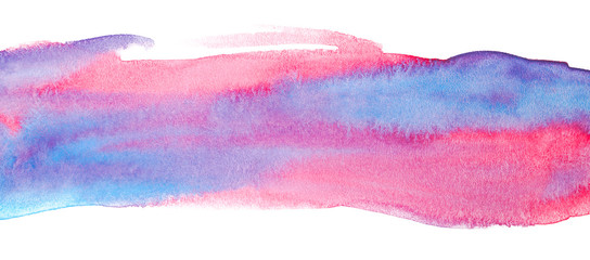 Saturated blue-red watercolor stripe with texture background. © Alex