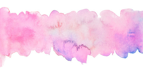 Watercolor strip of purple. horizontal straight with watercolor edges.