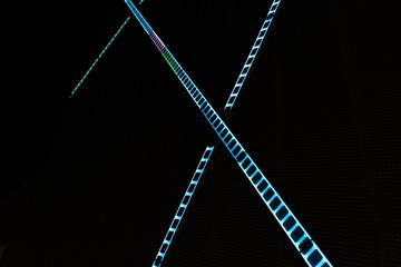 MODERN ARCHITECTURE. ABSTRACT CITY BLURRED NIGHT LIGHT