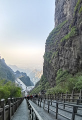 Fototapeta na wymiar staircase stone onThe Heaven's Gate, national park Zhangjiajie,The Tianmen Mountain,China