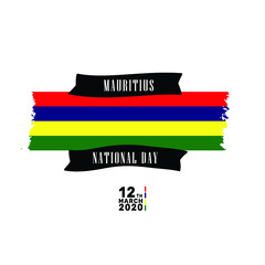 Plume layout of Mauritius National Day vector concept with Ghana national flag and celebration text, isolated in white background