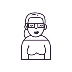 Isolated avatar woman wth glasses and sweater line style icon vector design