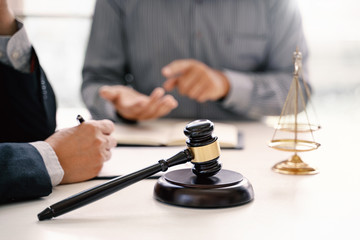 Judge gavel / Justice lawyer Consultant  meeting with client, Legal concept