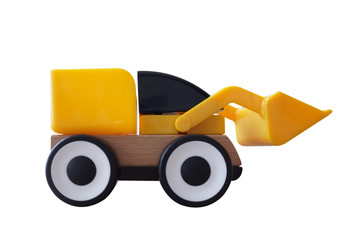 Yellow toy car isolated on white background. This has clipping path.