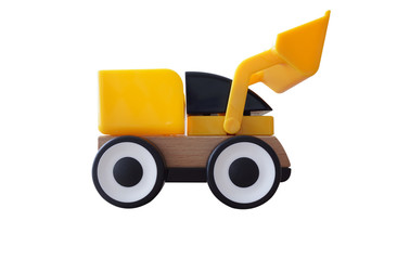 Yellow toy car isolated on white background. This has clipping path.