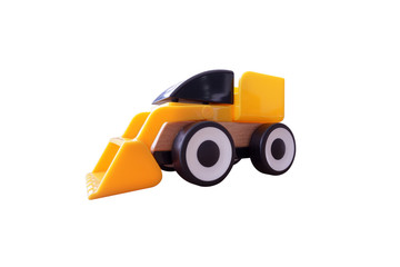 Yellow toy car isolated on white background. This has clipping path.