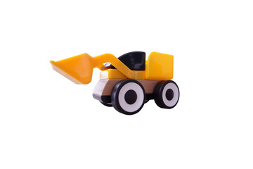 Yellow toy car isolated on white background. This has clipping path.