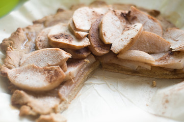 Pie with apple slices. Food background 