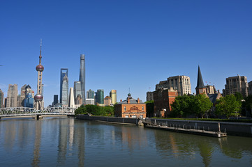 Fototapeta na wymiar Shanghai urban landmark modern building complex