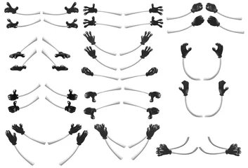 Gardinen Reihe von Vektor-Cartoon-Illustrationen. Hände mit verschiedenen Gesten für Ihr Design © liusa