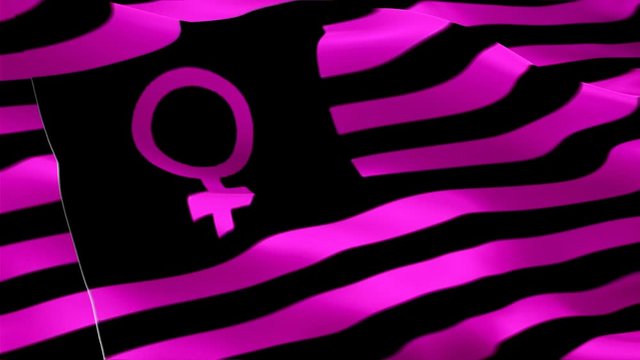 Feminist Flag Feminism waving. 3d Labrys Pride Symbol flag waving Isolated. Sign of Feminism seamless loop animation. Feminist flag HD resolution Background. LGBT rights Feminism Pride Flag 1080p Full