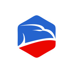 Eagle head in hexagonal shape logo design