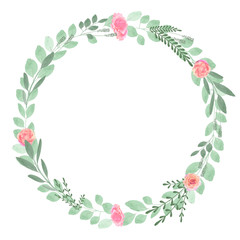 circle vintage frames with flowers blossom and leaves. Vector image