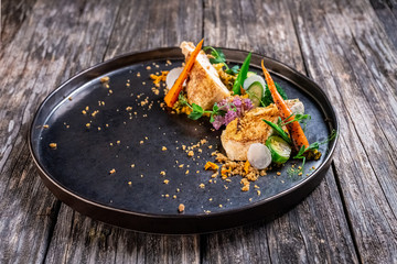 lentil with vegetables and chicken fillet