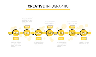 Time line, Timeline business for 7 day, week, Timeline infographics design vector and Presentation business can be used for Business concept with 7 options, steps or processes. 