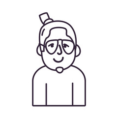 Isolated avatar man with glasses line style icon vector design