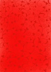 Ivy with hear flora on red background for decoration on wedding and Valentine's day.