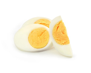 sliced boiled egg on a white background