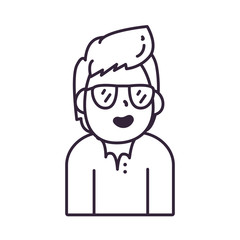 Isolated avatar man with glasses line style icon vector design