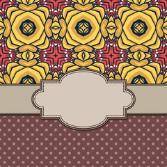 Vintage vector abstract flower frame with text place