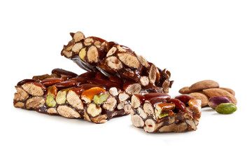 Sicilian Nougat Almonds and Pistachio isolated on white background