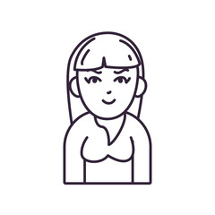 Isolated avatar woman with blouse line style icon vector design