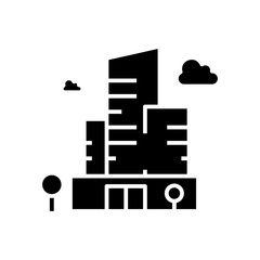 Tall building black icon, concept illustration, vector flat symbol, glyph sign.