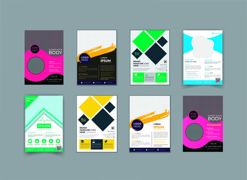 Corporate, business, medical, gym, real estate flyer bundle design template