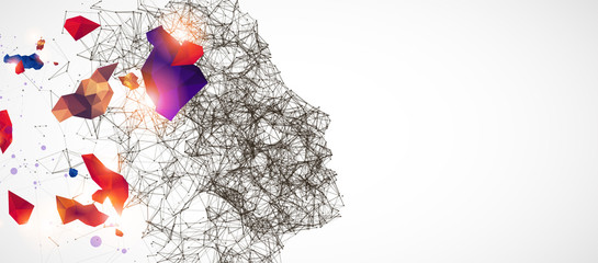 Artificial Intelligence concept.  Creative brain concept background. Vector science illustration. © Alex