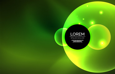 Neon shiny transparent glowing circles with light effects. Techno futuristic vector abstract background For Wallpaper, Banner, Background, Card, Book Illustration, landing page