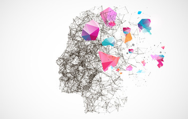 Artificial Intelligence concept.  Creative brain concept background. Vector science illustration. © Alex