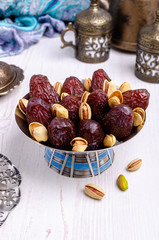 Dried dates with pistachios