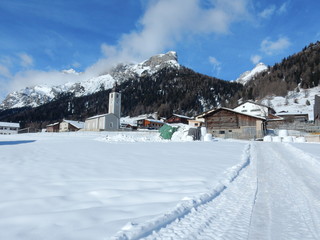 the small village of Sufers in winter, Canton of Grisons, Switzerland