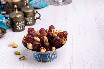 Dried dates with pistachios
